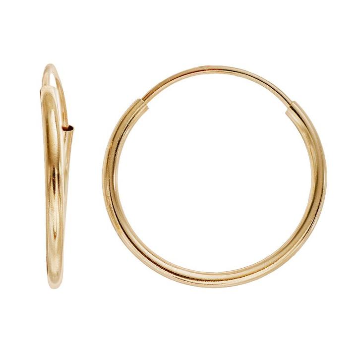Charming Girl 14k Gold Hoop Earrings - Kids, Yellow