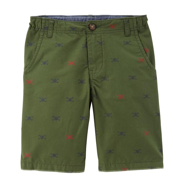 Boys 4-12 Carter's Flat Front Printed Shorts, Size: 6, Green