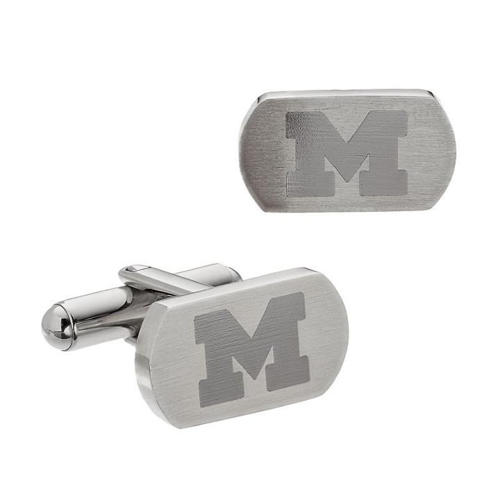Fiora Stainless Steel Michigan Wolverines Cuff Links, Men's, Grey