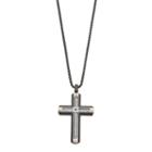 Lynx Men's Tri Tone Stainless Steel Cable Cross Pendant Necklace, Size: 24, Silver