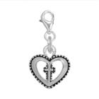 Individuality Beads Sterling Silver Heart Cross Charm, Women's