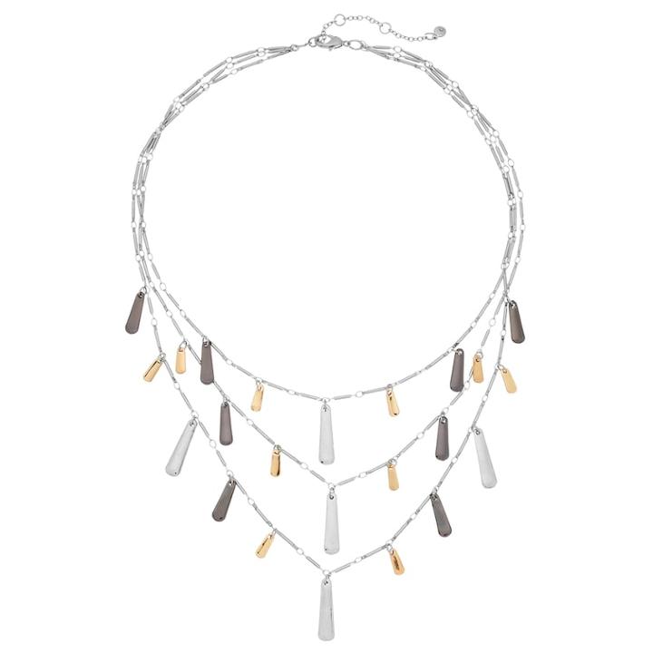 Tri Tone Bar Multi Strand Necklace, Women's, Multicolor