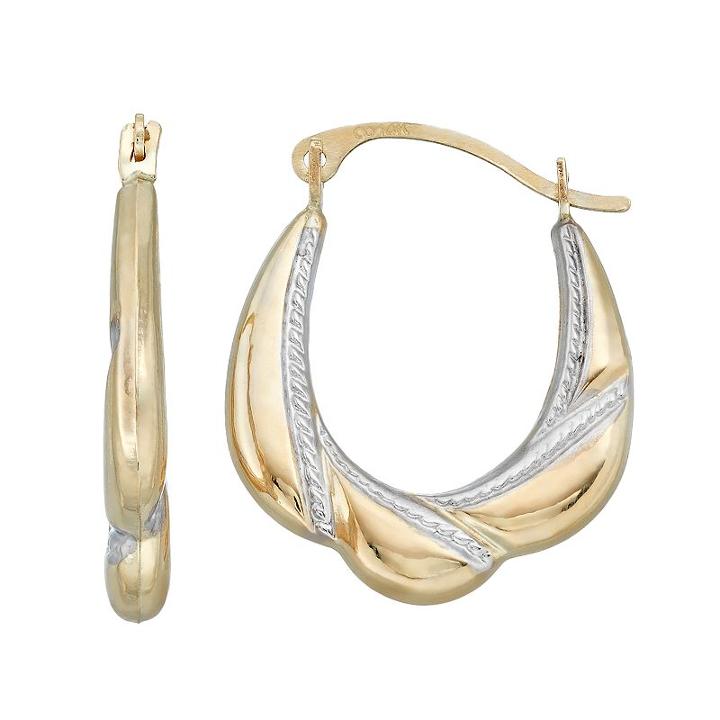 Forever 14k Two Tone Twisted Oval Hoop Earrings, Women's, Gold