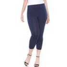Plus Size White Mark Capri Leggings, Women's, Blue (navy)