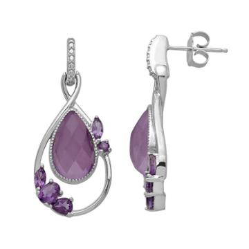 Chloe And Zoe Sterling Silver Amethyst And White Quartz Teardrop Earrings, Women's, Purple