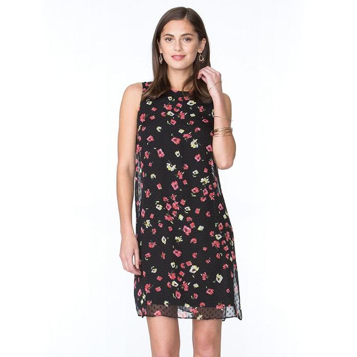 Women's Chaps Floral Shift Dress, Size: Small, Black