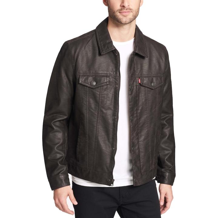 Men's Levi's Faux-leather Trucker Jacket, Size: Xl, Med Brown
