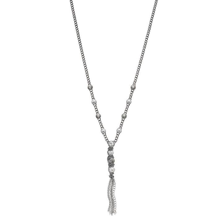 Simply Vera Vera Wang Long Two Tone Y Necklace, Women's, White