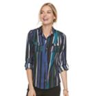 Women's Dana Buchman Nailhead Camp Shirt, Size: Large, Blue