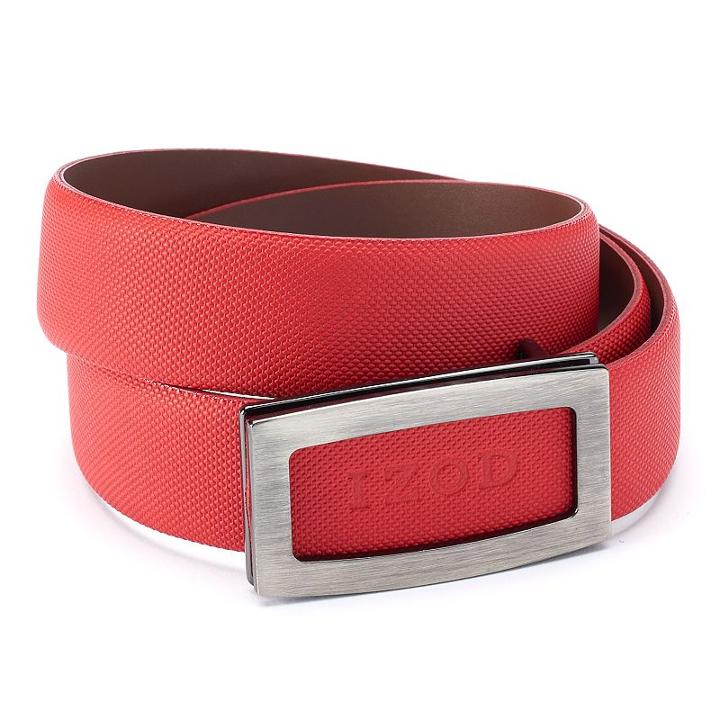 Men's Izod Cutout Logo Plaque Golf Belt, Size: 36, Red