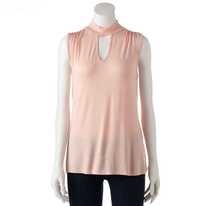 Women's Jennifer Lopez Mockneck Keyhole Top, Size: Large, Med Pink