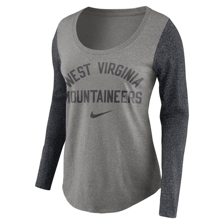 Women's Nike West Virginia Mountaineers Raglan Essentials Tee, Size: Small, Dark Grey