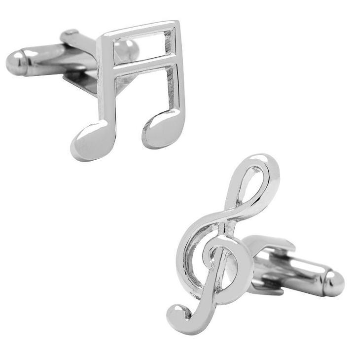 Music Notes Cuff Links, Men's, Silver