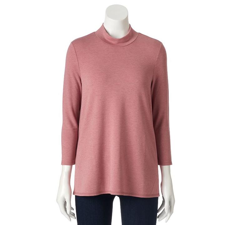Women's Sonoma Goods For Life&trade; Solid Mockneck Tee, Size: Xl, Med Pink