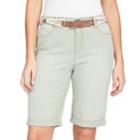Women's Gloria Vanderbilt Joslyn Belted Bermuda Jean Shorts, Size: 8, Lt Green