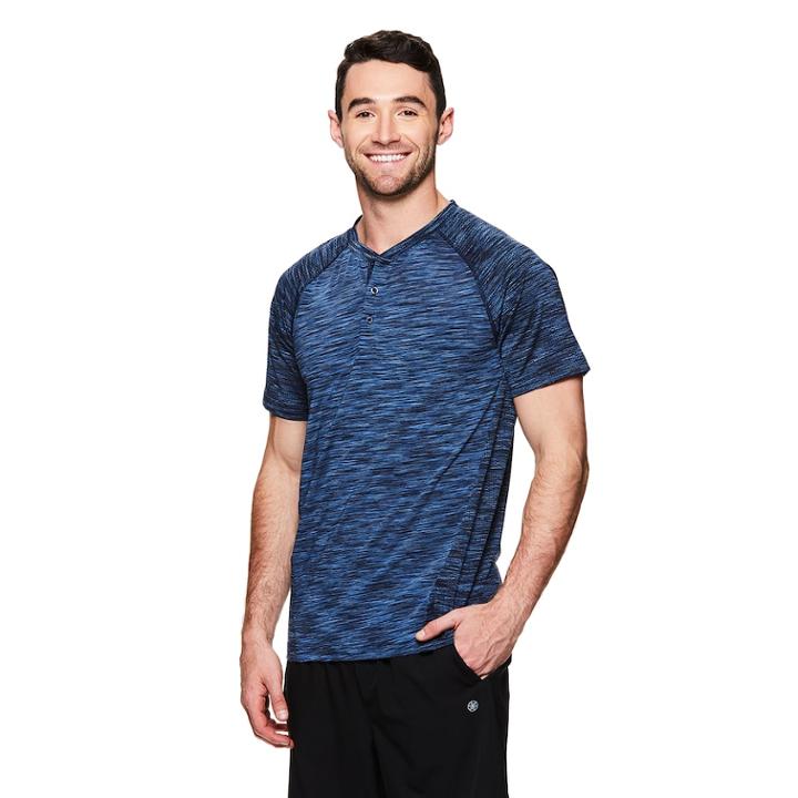 Men's Gaiam Embrace Henley Tee, Size: Medium, Blue (navy)