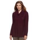 Women's Napa Valley Cable-knit Cowlneck Tunic, Size: Large, Dark Red