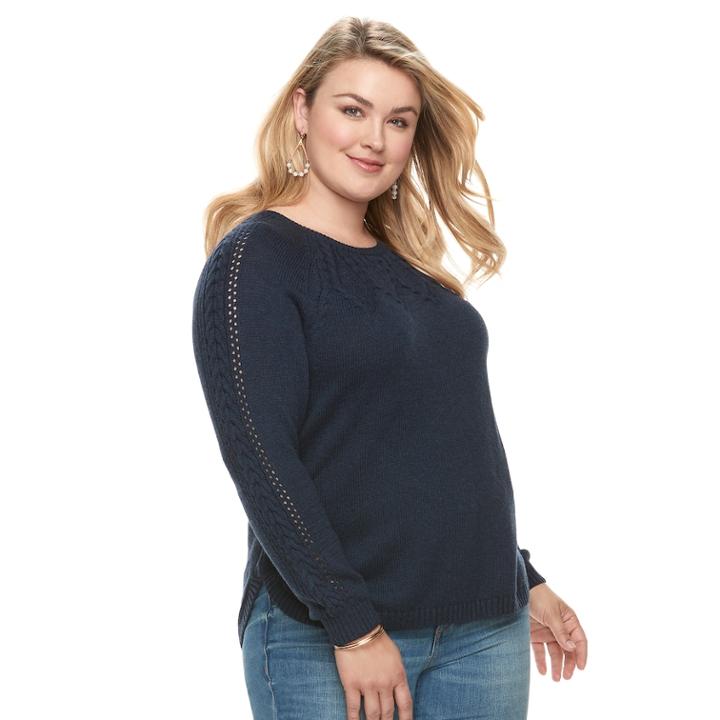 Plus Size Sonoma Goods For Life&trade; Cable Knit Sweater, Women's, Size: 4xl, Dark Blue