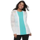 Plus Size Candie's&reg; Pointelle Cardigan, Teens, Size: 2xl, Natural