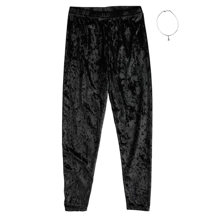 Girls 4-16 Crushed Velvet Leggings & Necklace, Size: Medium, Oxford