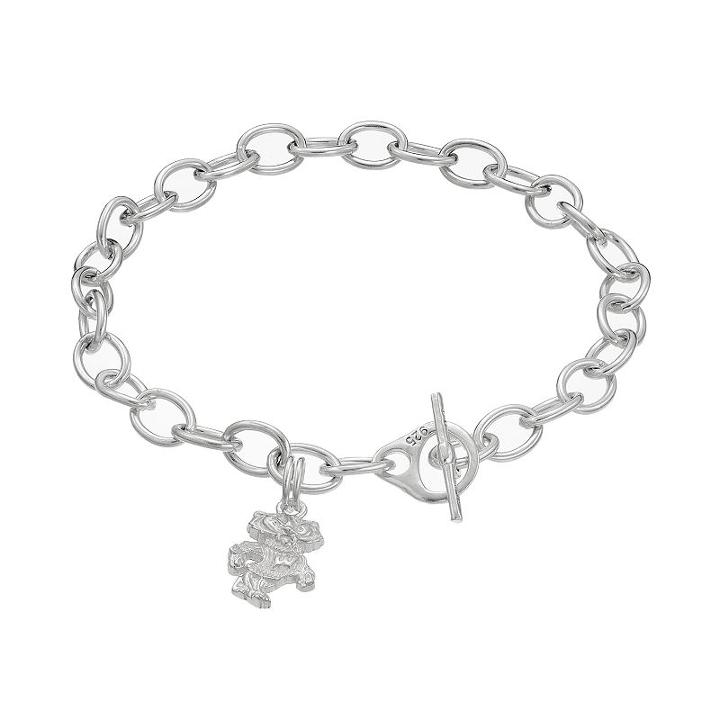 Dayna U Sterling Silver Wisconsin Badgers Charm Toggle Bracelet, Women's, Size: 7.5, Grey