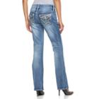 Women's Apt. 9&reg; Embroidered Rhinestone Bootcut Jeans, Size: 0 T/l, Blue