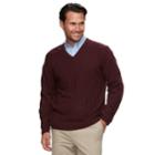 Men's Haggar Classic-fit Fine-gauge Cable-knit V-neck Sweater, Size: Large, Med Red