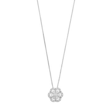Pure Radiance Sterling Silver Lab-created White Sapphire & Diamond Accent Flower Pendant, Women's, Size: 18