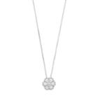 Pure Radiance Sterling Silver Lab-created White Sapphire & Diamond Accent Flower Pendant, Women's, Size: 18