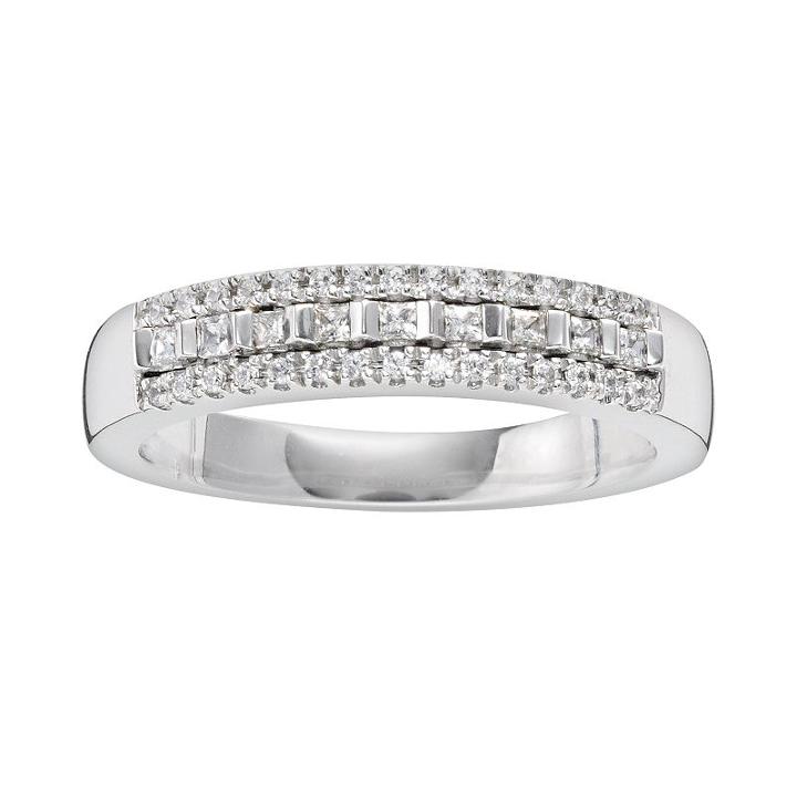 14k White Gold 1/4-ct. T.w. Igl Certified Diamond Multirow Wedding Ring, Women's, Size: 8