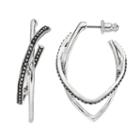 Dana Buchman Crisscross Studded Marquise Hoop Earrings, Women's, Silver