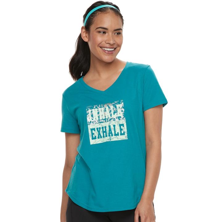 Women's Petite Tek Gear&reg; Core Short Sleeve Tee, Size: S Petite, Turquoise/blue (turq/aqua)