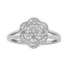 Sterling Silver 1/4-ct. Diamond Flower Ring, Women's, Size: 8, White