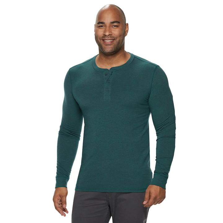 Big & Tall Men's Sonoma Goods For Life&trade; Supersoft Modern-fit Henley, Size: Xxl Tall, Med Blue