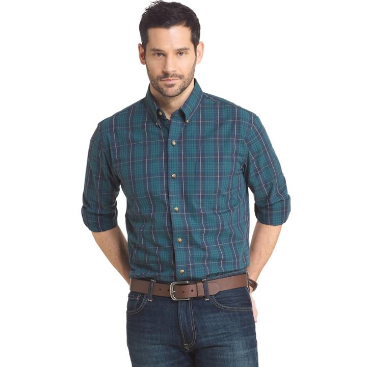 Big & Tall Arrow Regular-fit Plaid Button-down Shirt, Men's, Size: 3xl Tall, Turquoise/blue (turq/aqua)