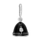Laura Ashley Great Britain Collection Sterling Silver Lab-created White Sapphire English Police Officer Cap Charm, Women's