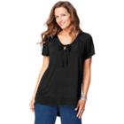 Plus Size Just My Size Chiffon-trim Tunic, Women's, Size: 3xl, Black