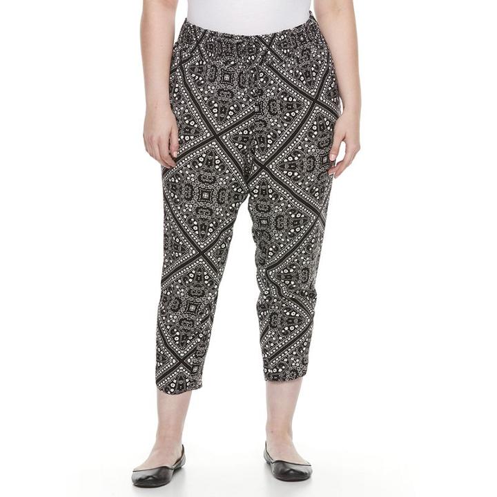 Plus Size Ab Studio Printed Capris, Women's, Size: 2xl, Ovrfl Oth