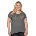 Plus Size Apt. 9&reg; Slubbed Cuffed Tee, Women's, Size: 2xl, Black