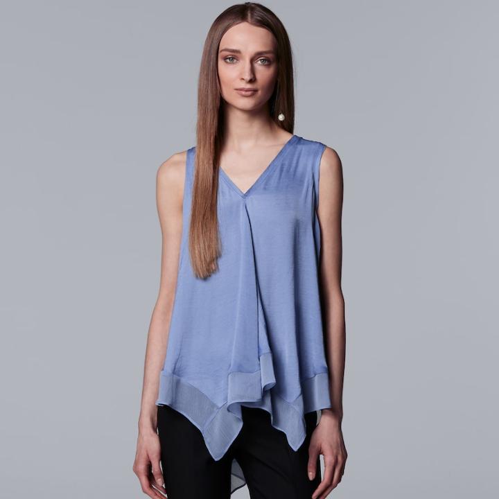 Women's Simply Vera Vera Wang Handkerchief Hem Tank, Size: Xl, Med Blue