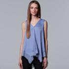 Women's Simply Vera Vera Wang Handkerchief Hem Tank, Size: Xl, Med Blue