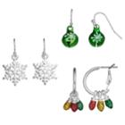 Christmas Light, Jingle Bell & Snowflake Earring Set, Women's, Multicolor