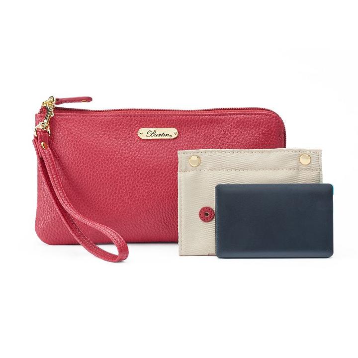 Buxton Rfid-blocking Smartphone Charging L-zip Wristlet, Women's, Med Red