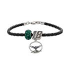 Insignia Collection Nascar Kyle Busch Leather Bracelet, Charm And Bead Set, Women's, Size: 7.5, Green