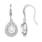 Brilliance Silver Plated Halo Teardrop Earrings With Swarovski Crystals, Women's, White