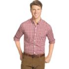 Men's Izod Advantage Classic-fit Checked Stretch Button-down Shirt, Size: Large, Med Red