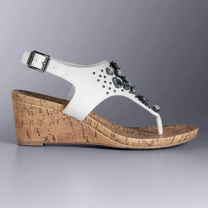 Simply Vera Vera Wang Betty Women's Wedge Sandals, Size: 7.5, White