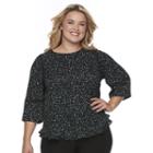 Plus Size Apt. 9&reg; Crochet Ruffle Top, Women's, Size: 0x, Black