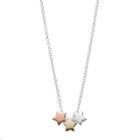 Love This Life Tri Tone Sterling Silver Triple Star Necklace, Women's