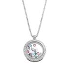 Blue La Rue Crystal Stainless Steel 1-in. Round Faith Charm Locket - Made With Swarovski Crystals, Women's, Ovrfl Oth